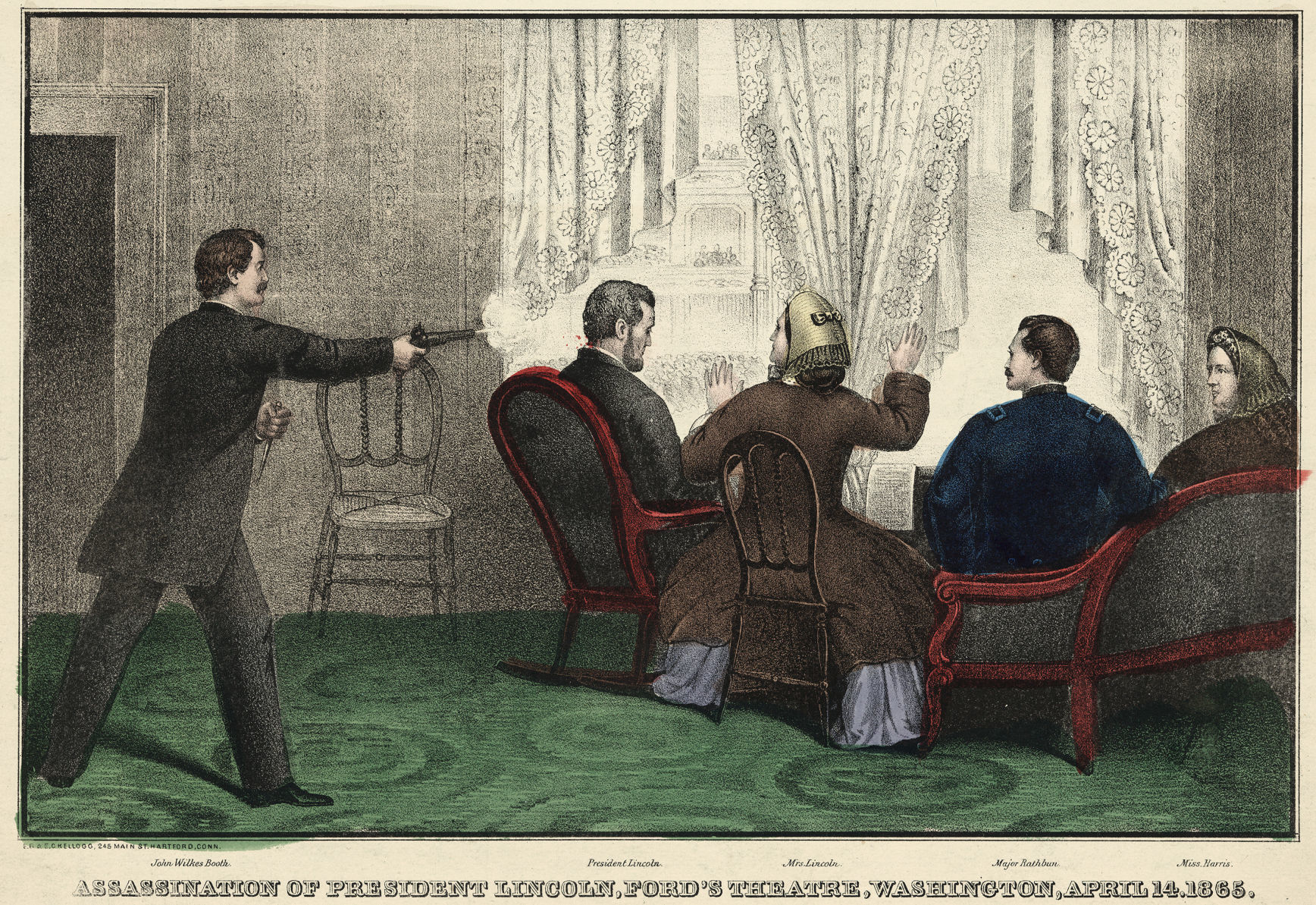 Illustration of the assassination of Abraham Lincoln